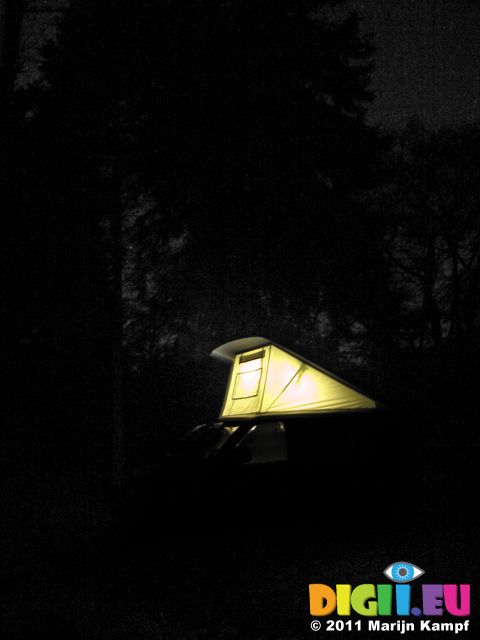 SX18157 Campervan in forrest at night